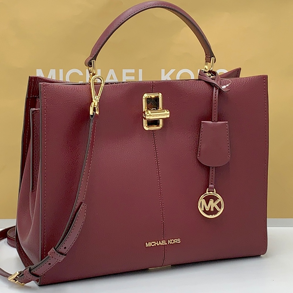 MICHAEL KORS PENELOPE LARGE TOP HANDLE MERLOT MULTI COLOR - Picture 1 of 16
